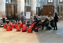 Schoolchildren in the South Transept of Peterborough Cathedral
